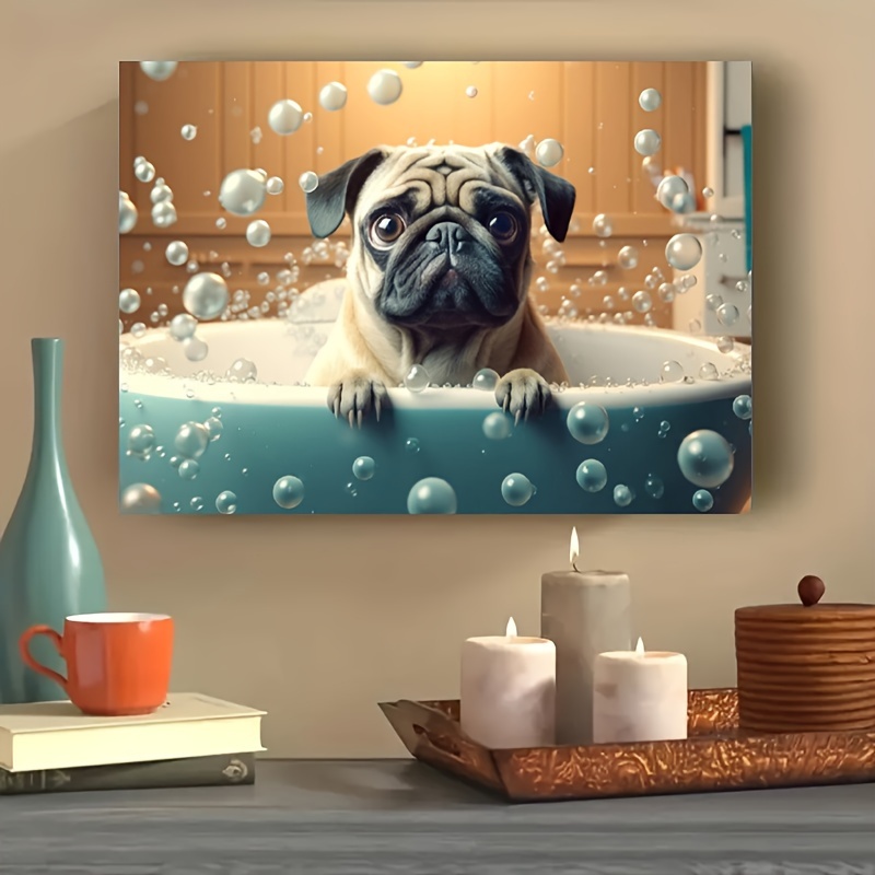 18x24 Canvas Wall Art Puppy Dog Animal Cute Pet Framed Canvas Prints Modern  Decor for Home Bathroom Office Farmhouse Canvas Artwork Poster