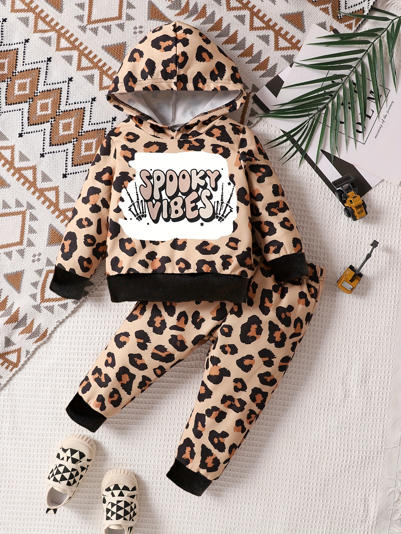 Girls leopard store print tracksuit