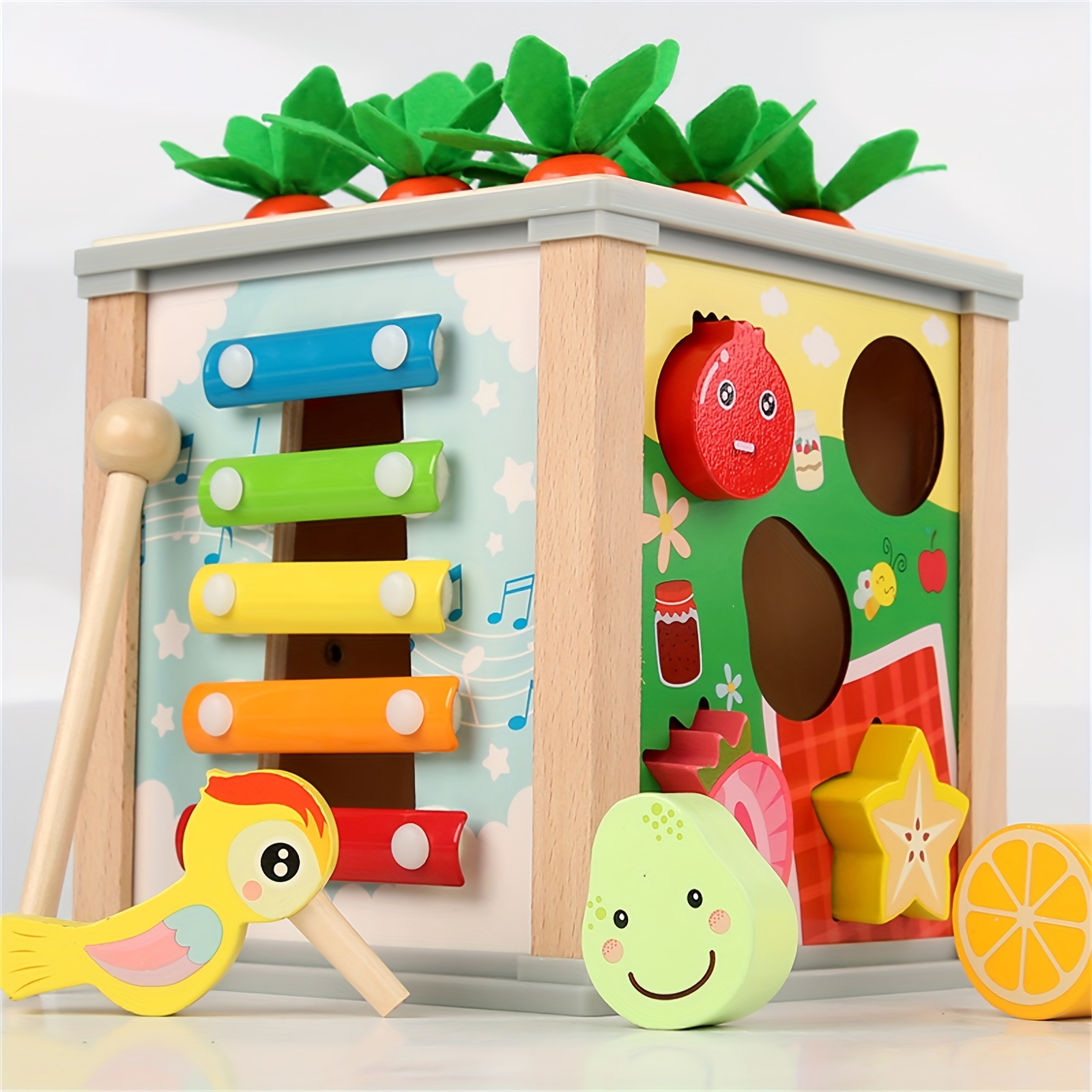 Baby Products Online - BelleStyle Wooden Activity Cube Baby Toys, 6 Year Old  Montessori Toys, Tree Sorter Harvest Carrot Xylophone Sensory Toys Birthday  Gift for 1 2 3 Year Old - Kideno