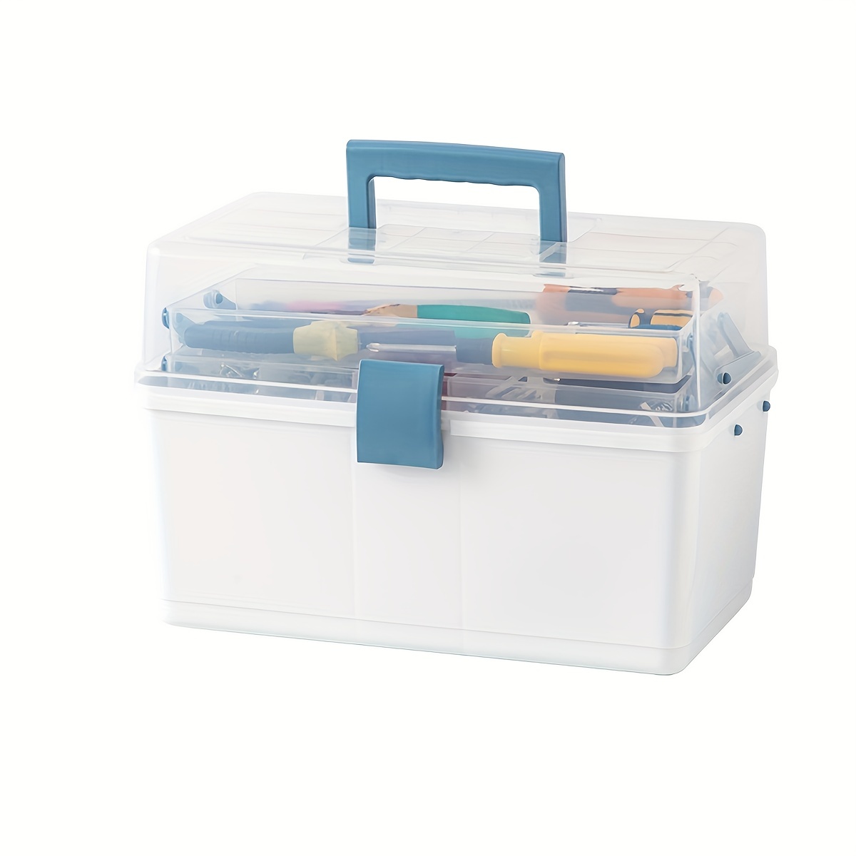 Clear Plastic 2 tier Trays Craft Supply Storage Box Tool - Temu