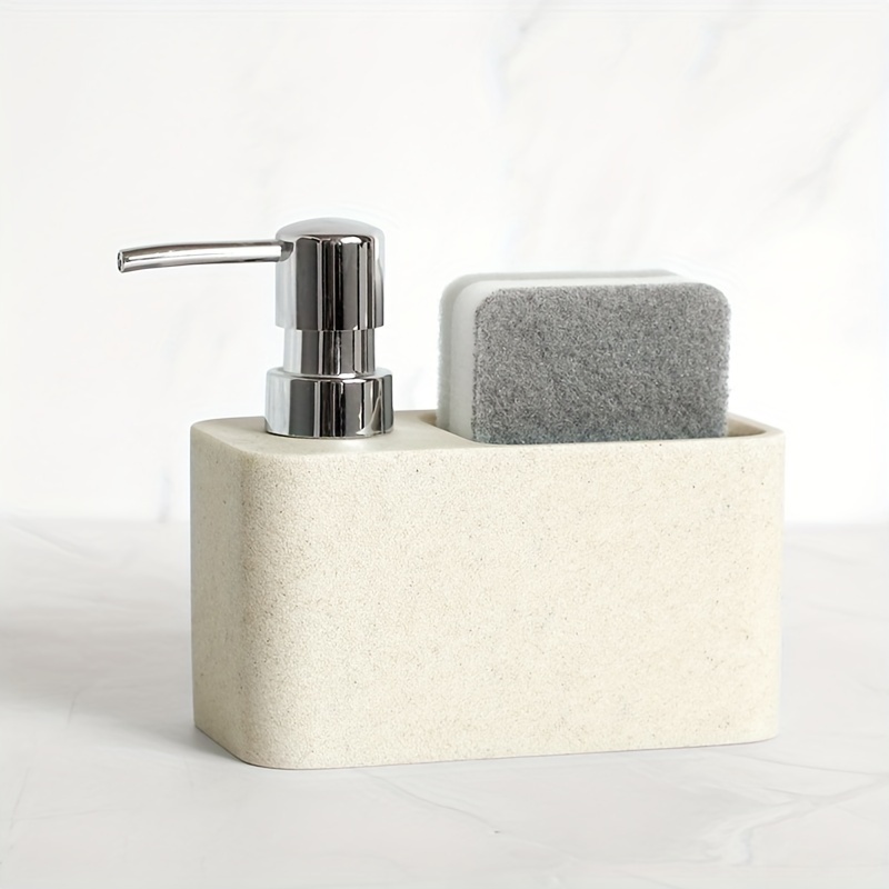 Chic Black & -inspired Soap Dispenser With Sponge Holder - Perfect For Bathroom Decor
