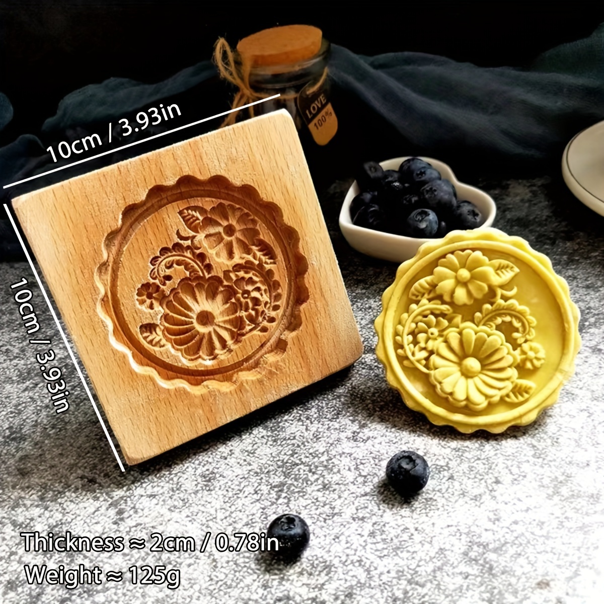 Moule à biscuits en bois – Moule à biscuits 3D avec gravure pour sablés –  Moules à biscuits amusants en bois pour gâteaux de miel, moules de cuisson