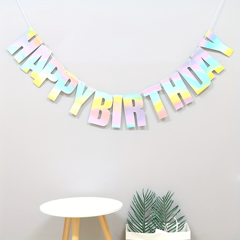 Happy Birthday Banner Decoration Rainbow Colorful Paper Flag Bunting Paper for Boys Girls, Garland Swirl Streamers Honeycomb Ball