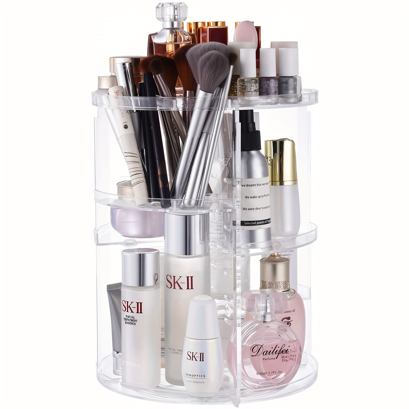 Organizador de maquillaje con 3 cajones, organizador de almacenamiento de  cosméticos acrílico transparente para loción, joyas, accesorios para el