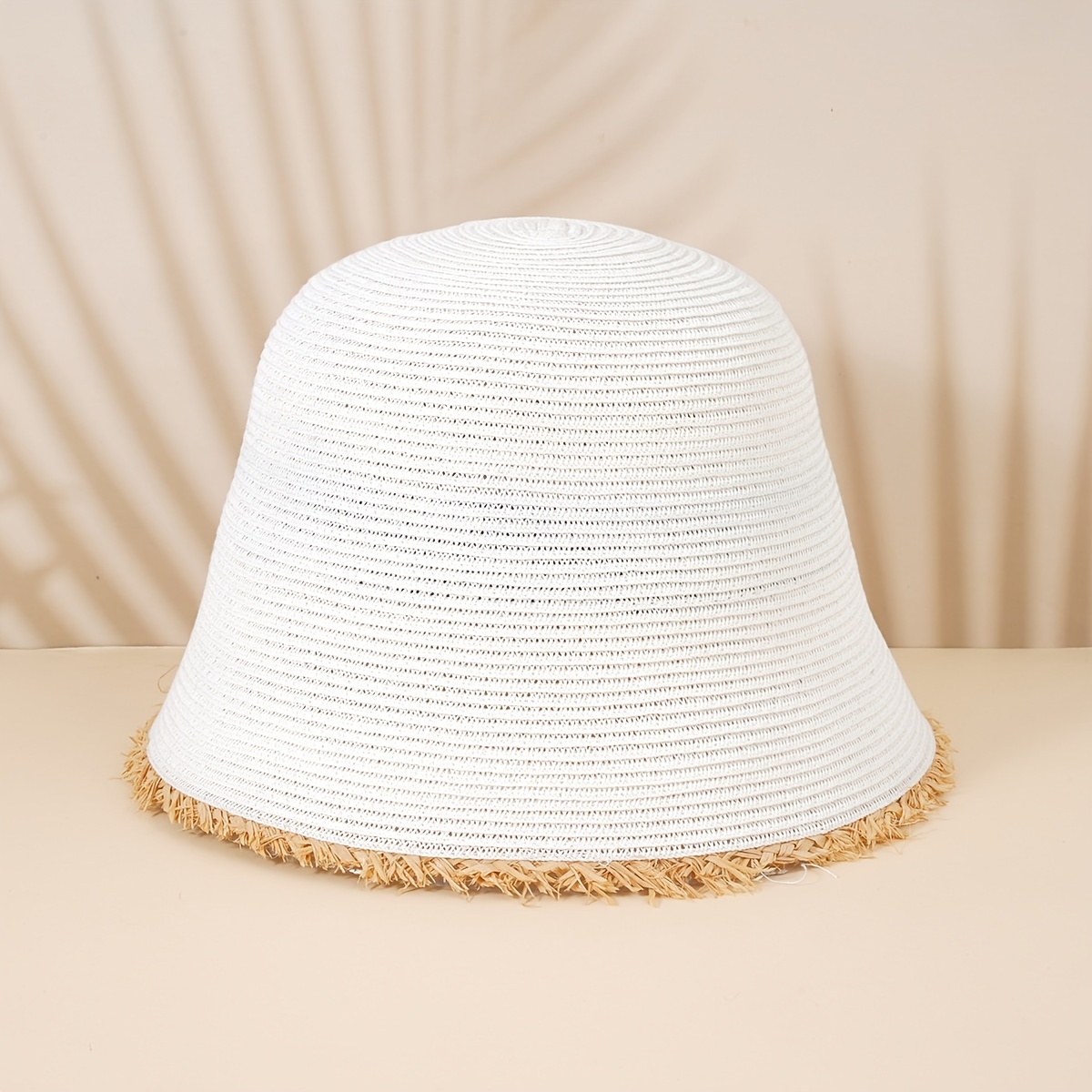 Solid Color Woven Bucket Hat Breathable Edge Casual - Temu