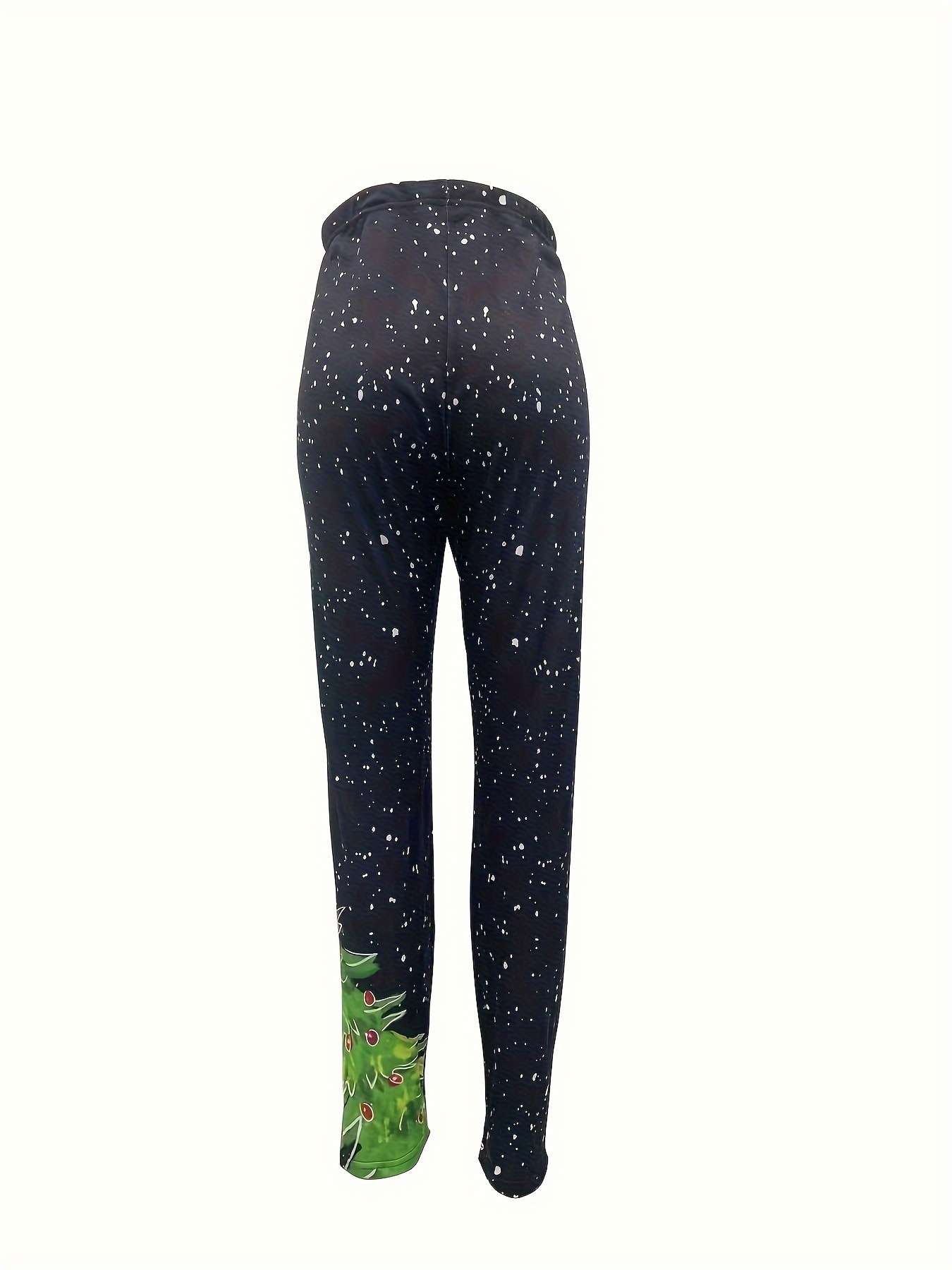 Christmas Tree Print Skinny Leggings Casual Elastic Waist - Temu