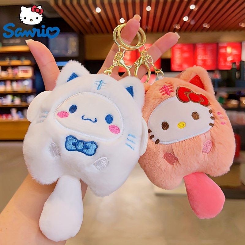 Sanrio Plush Toys Kawaii Anime Plushie Cinnamoroll Keychain Pendant for Bag  Cartoon Stuffed Doll Soft Children's Toys for Girls