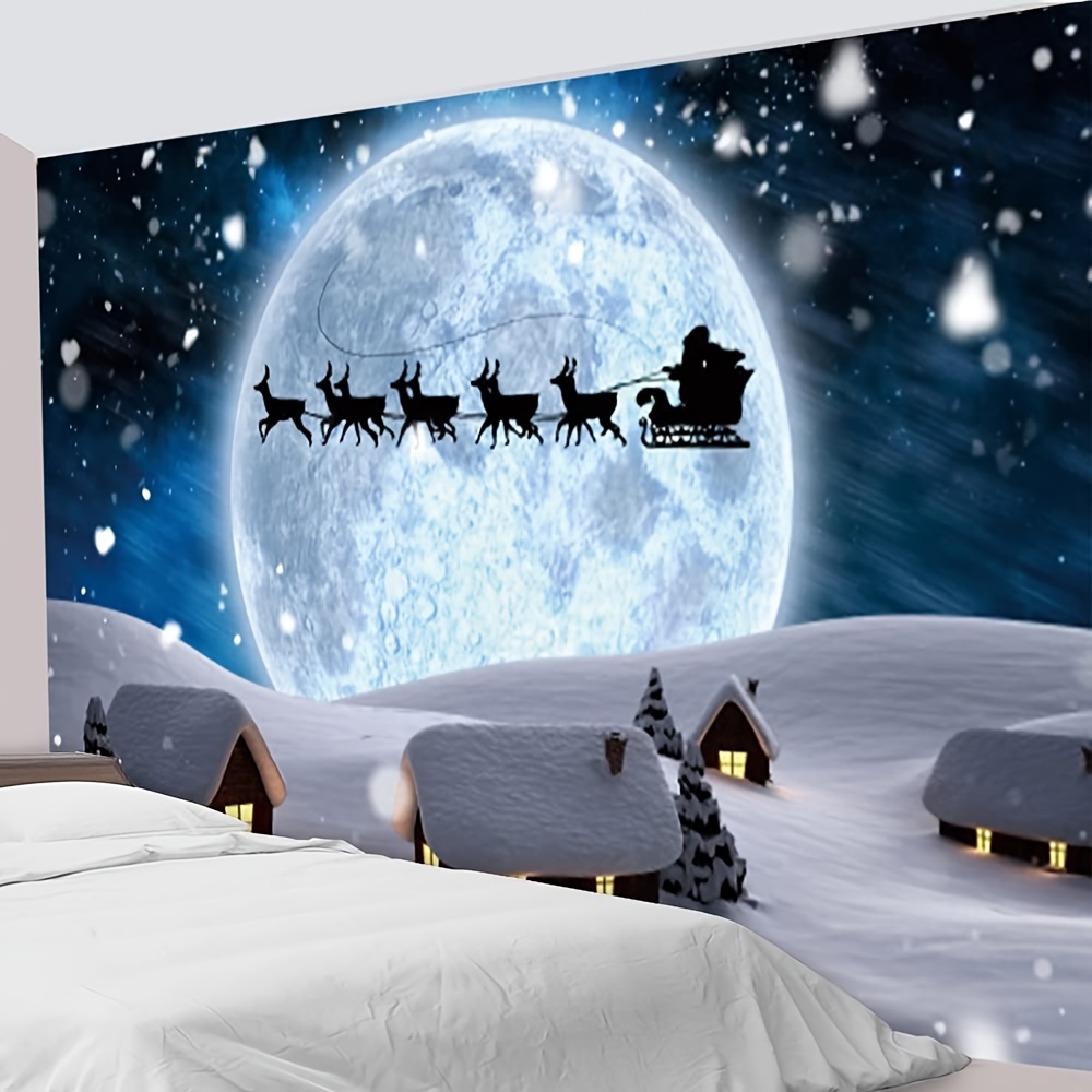 Christmas Tapestry Snowflakes Santa Claus Winter Wall Hanging