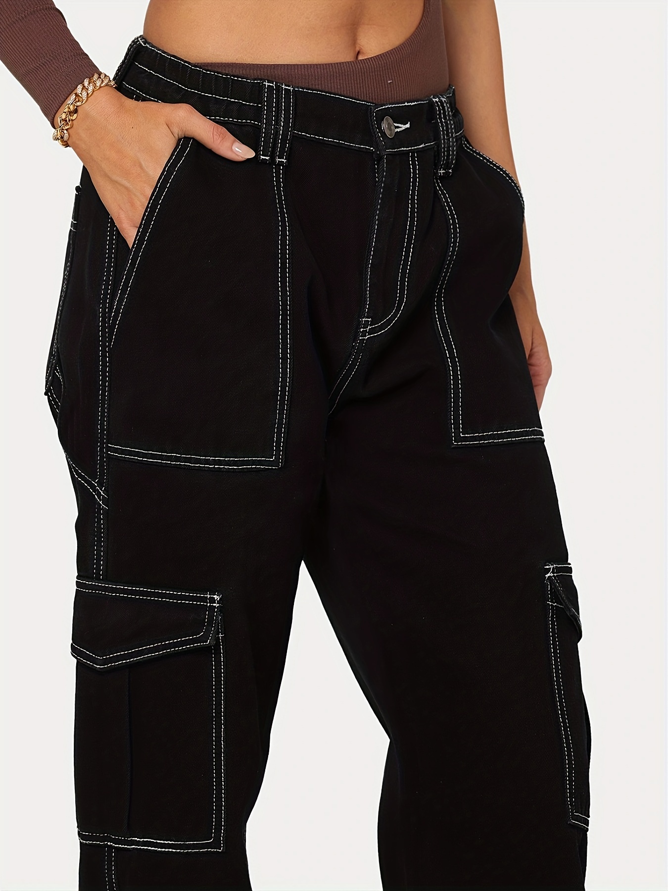 Relaxed Fit Loose Fit High Waisted Cargo Pants Women Outdoor Casual Comfy  Sweatpants with Multiple Pockets Stacked, Black, X-Small : :  Clothing, Shoes & Accessories