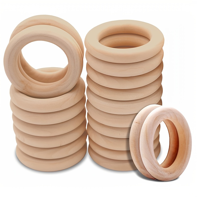  20PCS Natural Wood Rings for Crafts, Macrame Rings for DIY,  Wooden Rings Without Paint, Pendant Connectors 55mm/2.2inch