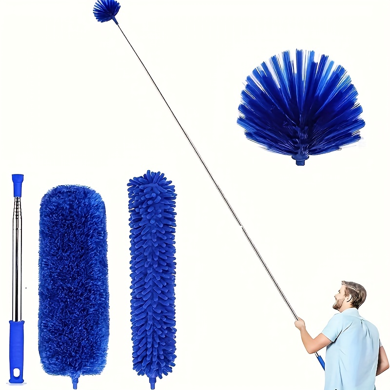  Dusters for Cleaning, Retractable Microfiber Gap Dust Cleaner  with Extension Pole 30'' to 100'', Reusable Bendable Long Handle Feather  Duster Kit for Cleaning High Ceiling Fan, Furniture, Blinds, Car :  Everything