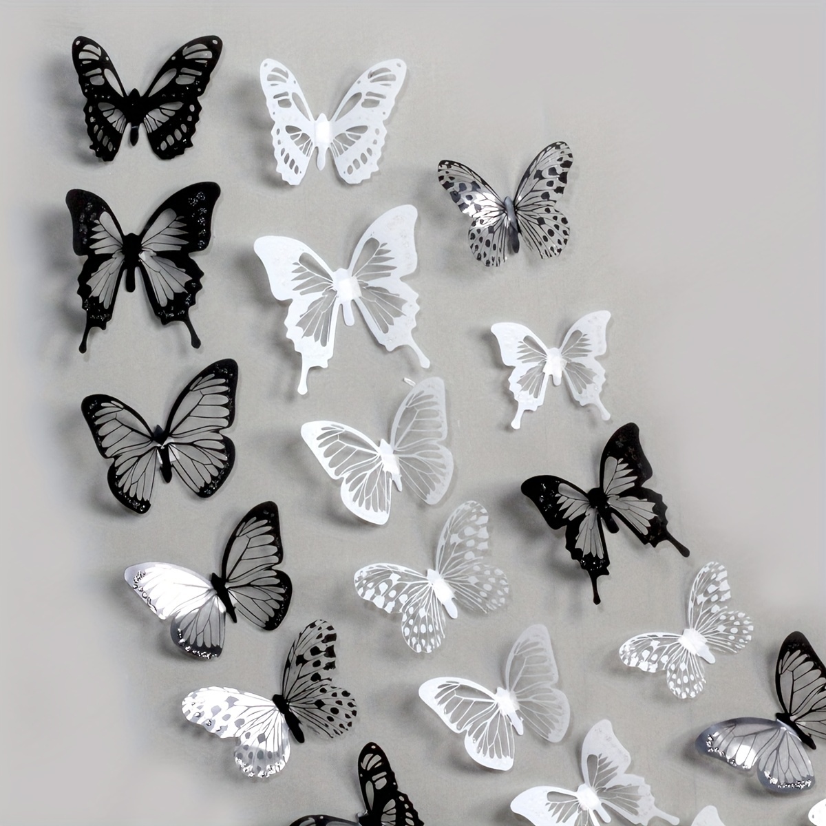 Black And White Butterfly Stickers 3d Stereo Simulation - Temu Germany