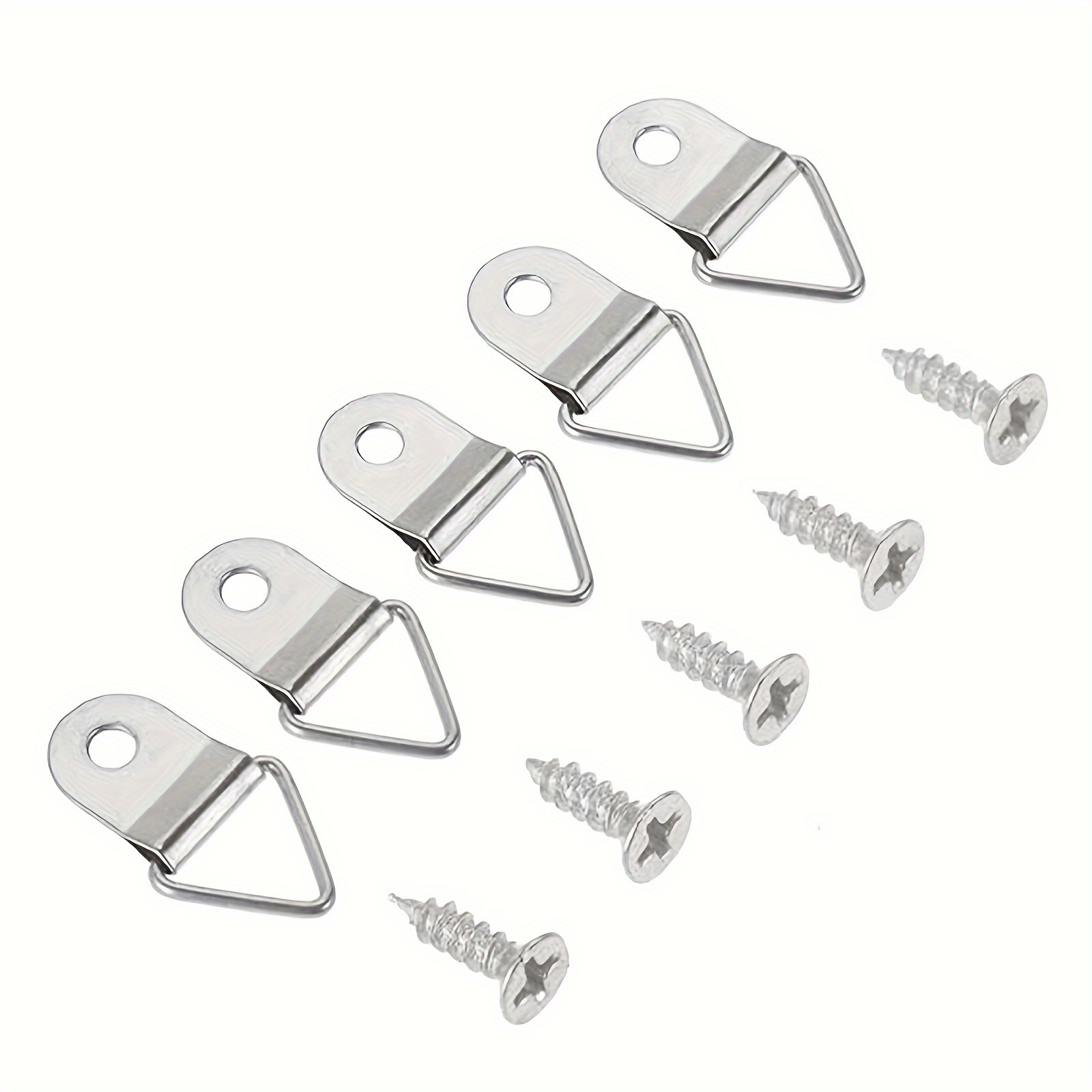 50 Pcs Small Triangle Ring Picture Hangers Metal Photo Picture Frame Wall  Mount Hanger Hook Hanging Ring Iron with Screws