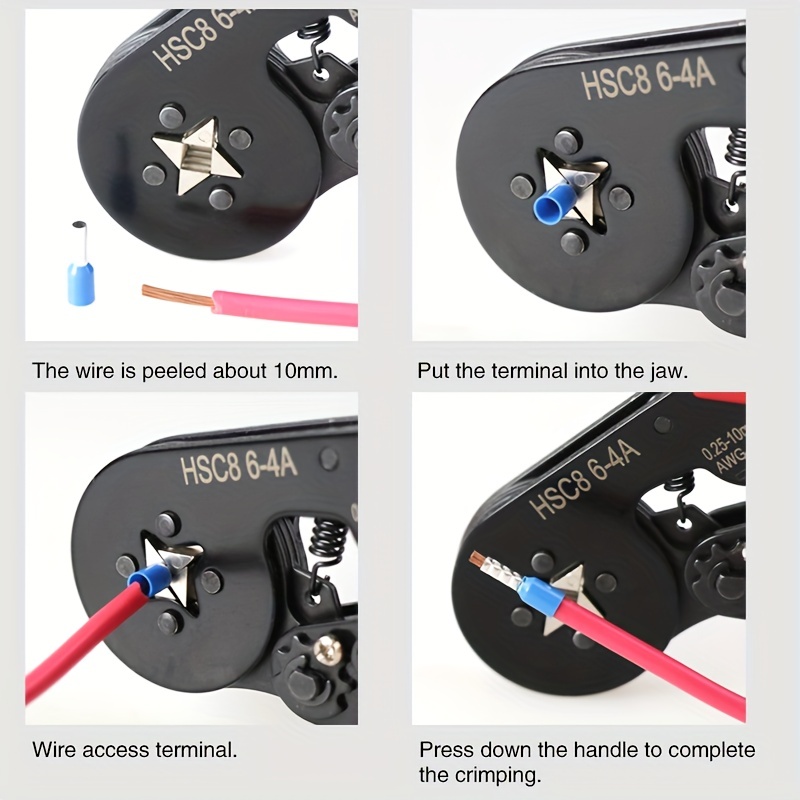 Ferrule Électrique Terminal Sertissage Fil Outils Pinces À Sertir HSC8 6-6A  6-4A Push Connecteurs Ménage Kit Avec Boîte Pince Ensembles