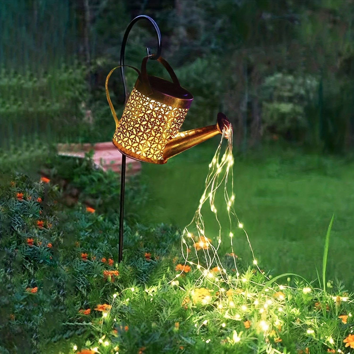 Solar Watering Can Copper Lights Waterproof Garden - Temu