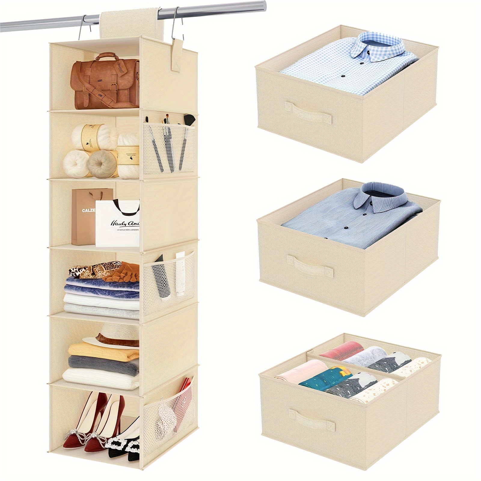 IPEA Organizer per Armadio e Guardaroba 4 Scomparti - Organizer 4 Posti da  Appendere al Guardaroba per Vestiti, Intimo, Accessori, Oggetti da