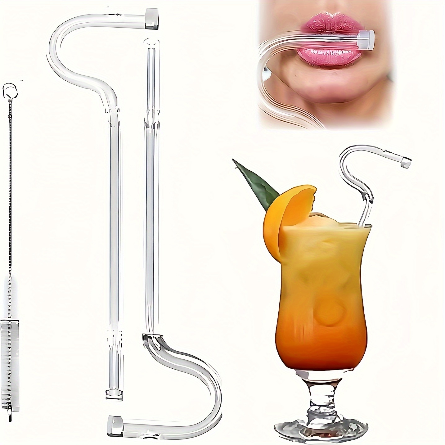 Anti Lip Wrinkle Straw 2PCS Straws & 1PC Brush, Reusable Glass Straw for  Stanley Cup, Anti Wrinkle Drinking Straw Curved, Lip Straw for Wrinkles, No Wrinkle  Straws, Side Sideways Straw Wrinkle Free