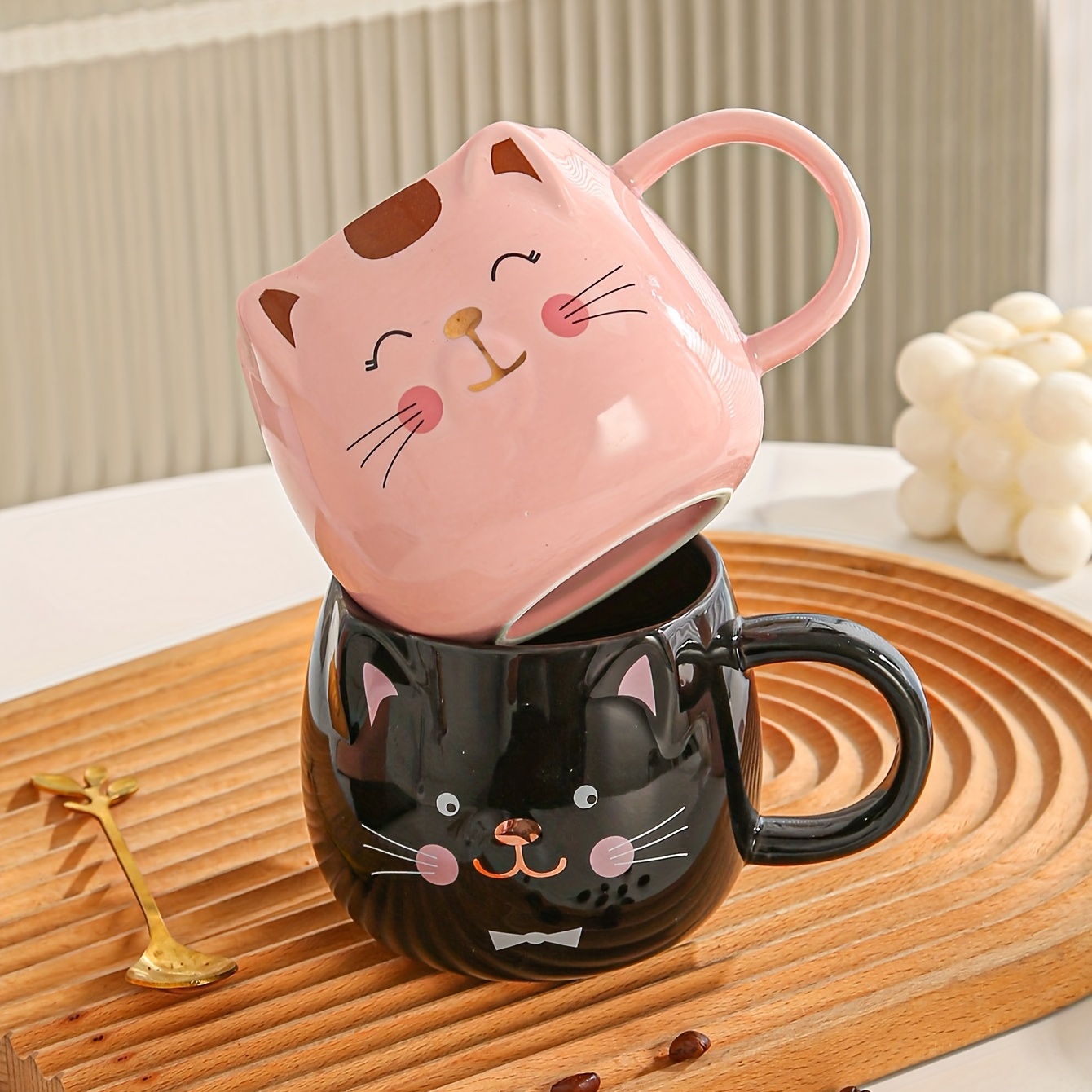 Cartoon Ceramic Tumbler Water Glass Cup Cat Coffee Cups Set Spoon Cover Mug  Animal Mugs Cute Milk Shot Glasses Gift Reusable - AliExpress