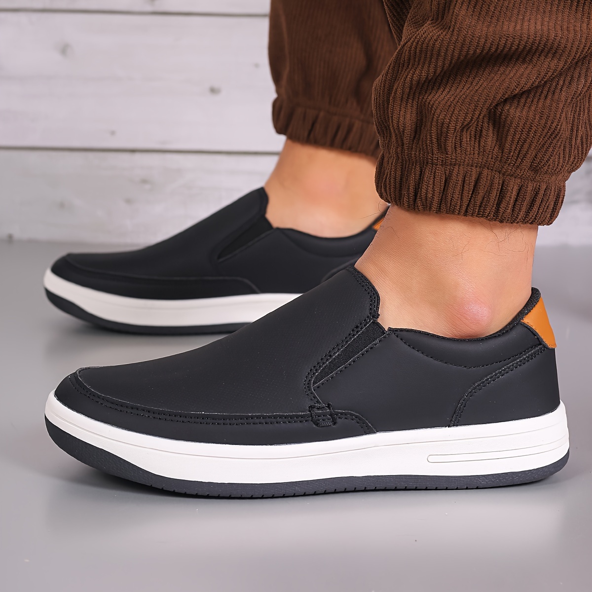 Men's Solid Slip On Loafer Shoes, Comfy Casual Non Slip Soft Sole Shoes For  Men's Outdoor Activities
