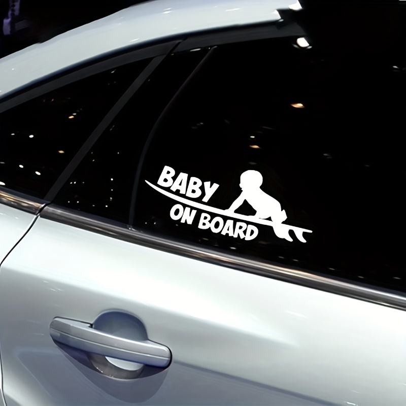 Opolski Funny Fishing Baby on Board Car Vehicle Reflective Decals Sticker  Decoration 