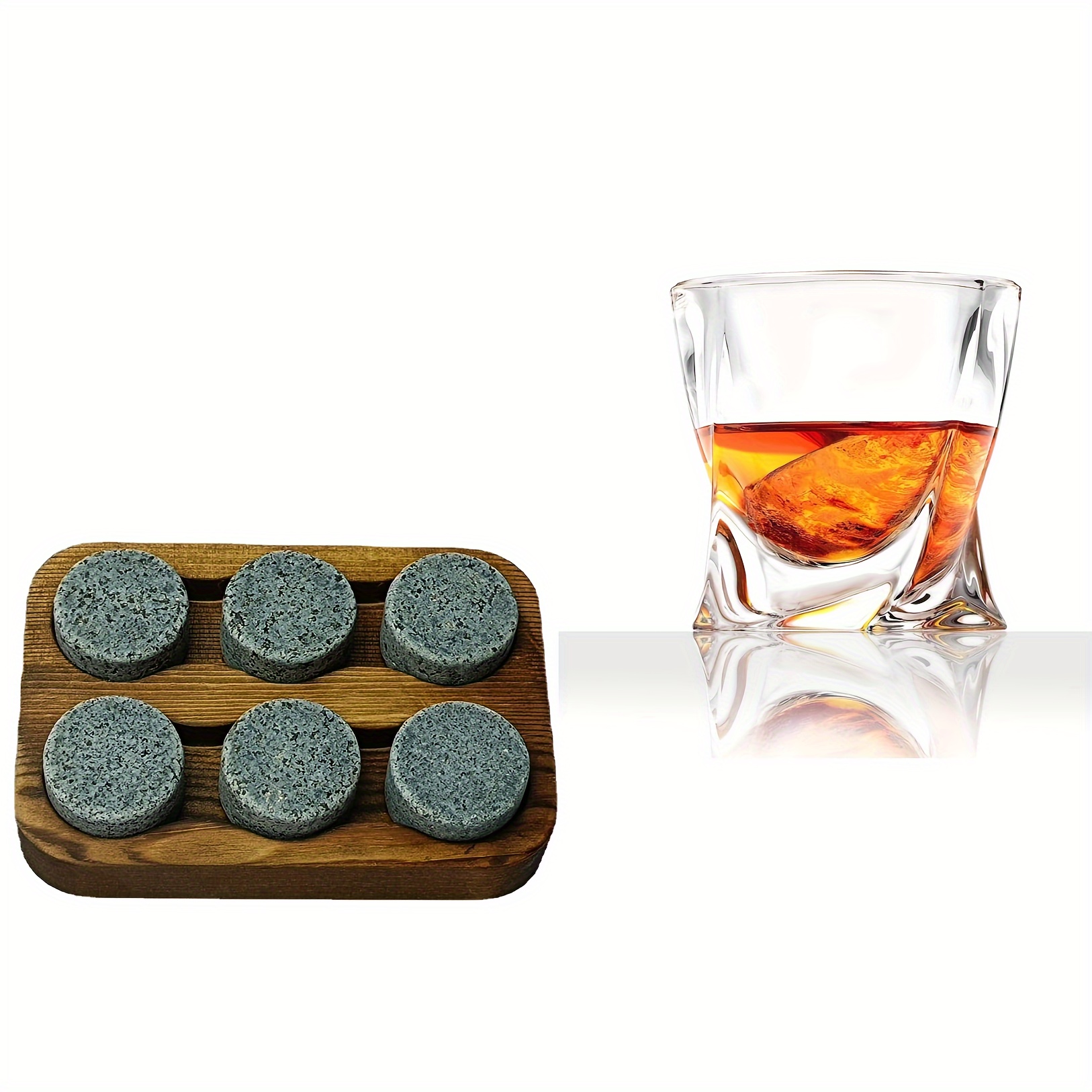 On The Rocks Granite Whiskey Chilling Stones with Hardwood Tray and Tu –  Sea Stones