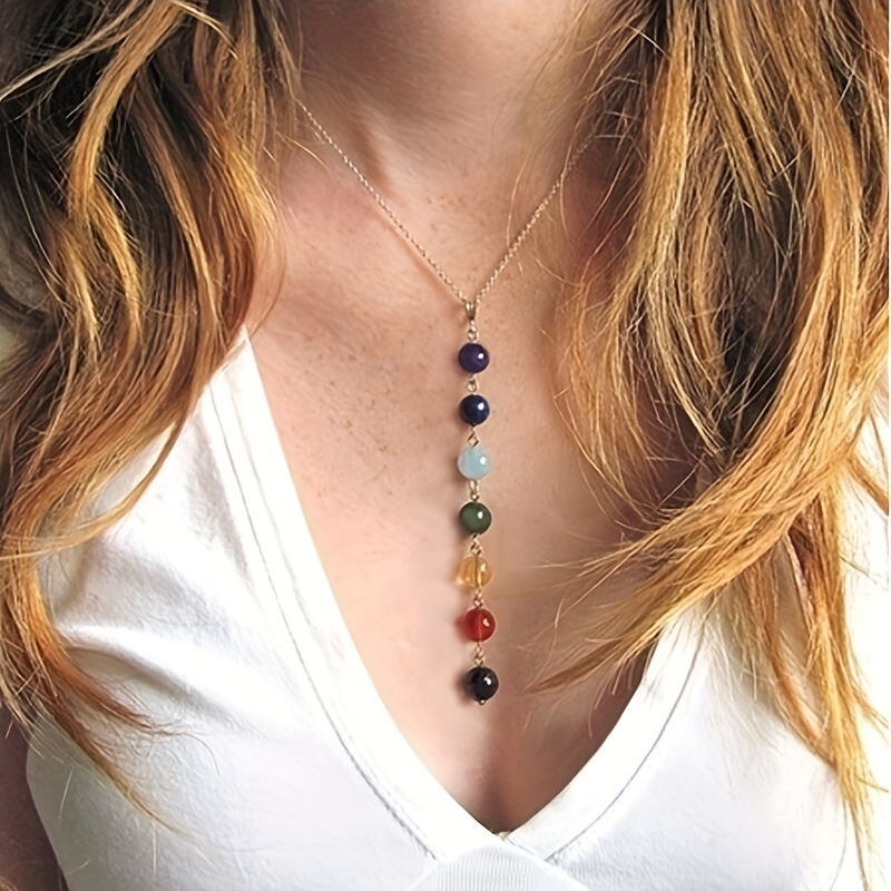 7 Chakra Gemstone Beads Necklace & Bracelet Set for Yoga Balancing