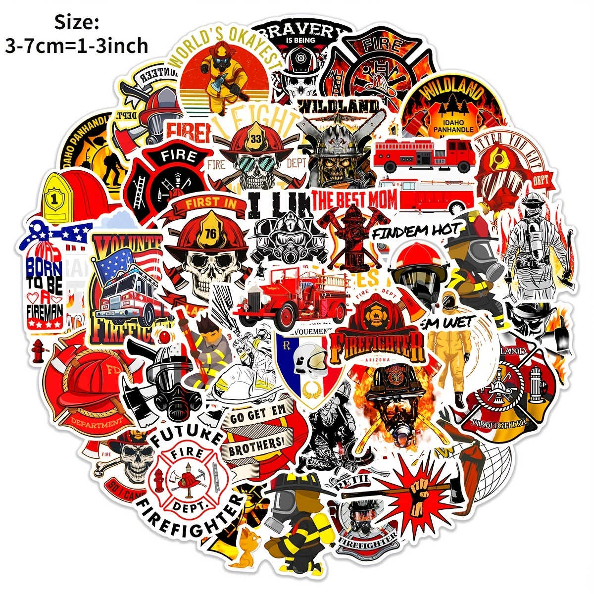 50pcs Firefighter Doodle Stickers Waterproof Decorative DIY Creative Toys
