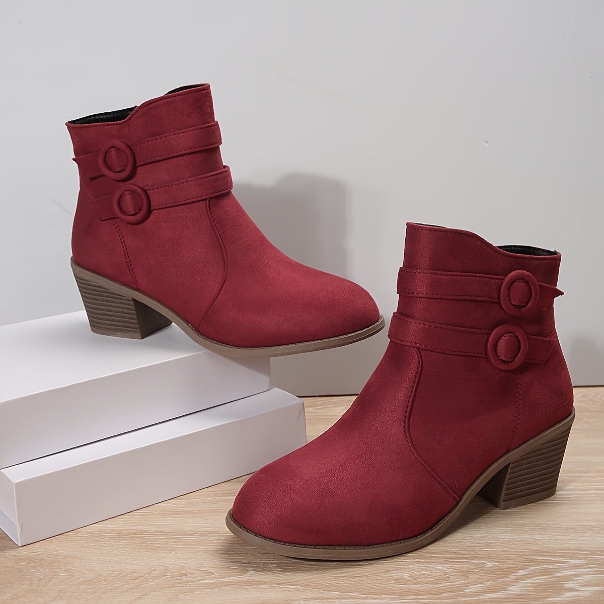 Red buckle best sale ankle boots