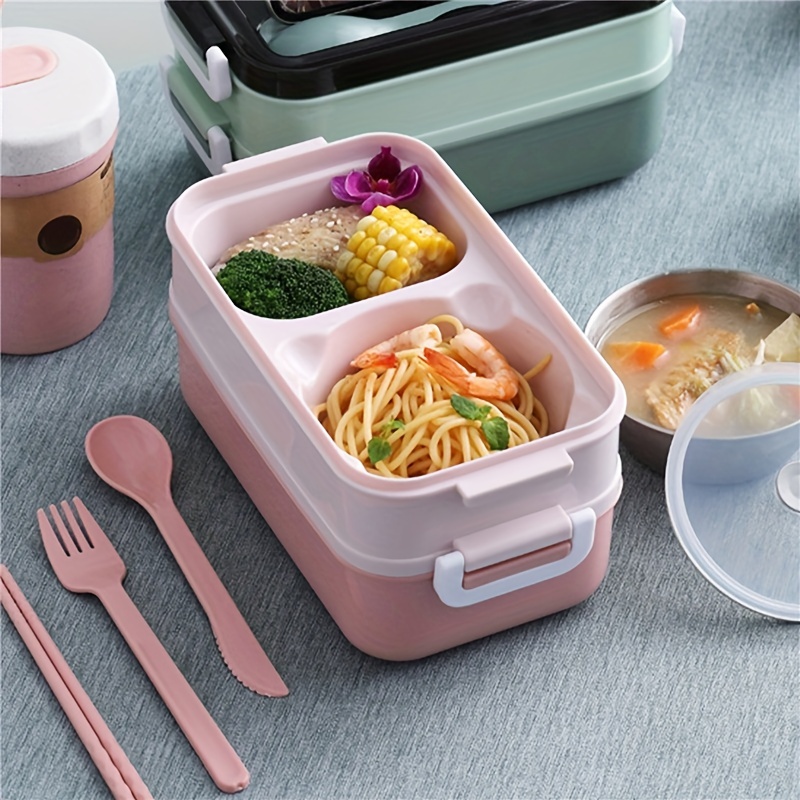 Stainless Steel Lunch Box, Large-capacity Double-layer Insulated Lunch Box  With Cutlery, For Teenagers And Workers At School, Classroom, Canteen, Back  To School, Portable Lunch Box, Home Kitchen Supplies - Temu
