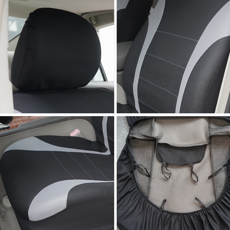 Car Seat Covers Polyester Front Pairs Gray Black Tan - Temu