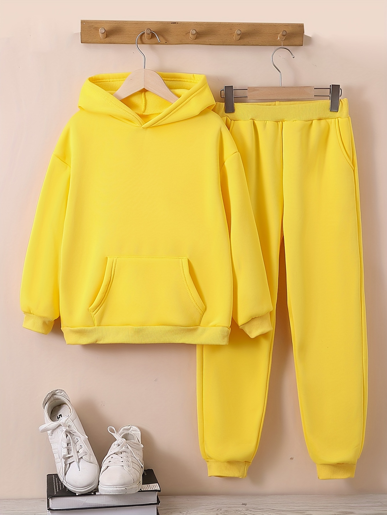 Girls Fleece Thick Sports Hoodie Pant Suit Casual Long - Temu Canada