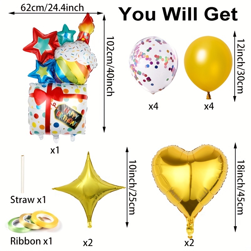 15 Pezzi Confezione Regalo Torta Compleanno Set Palloncini - Temu Italy