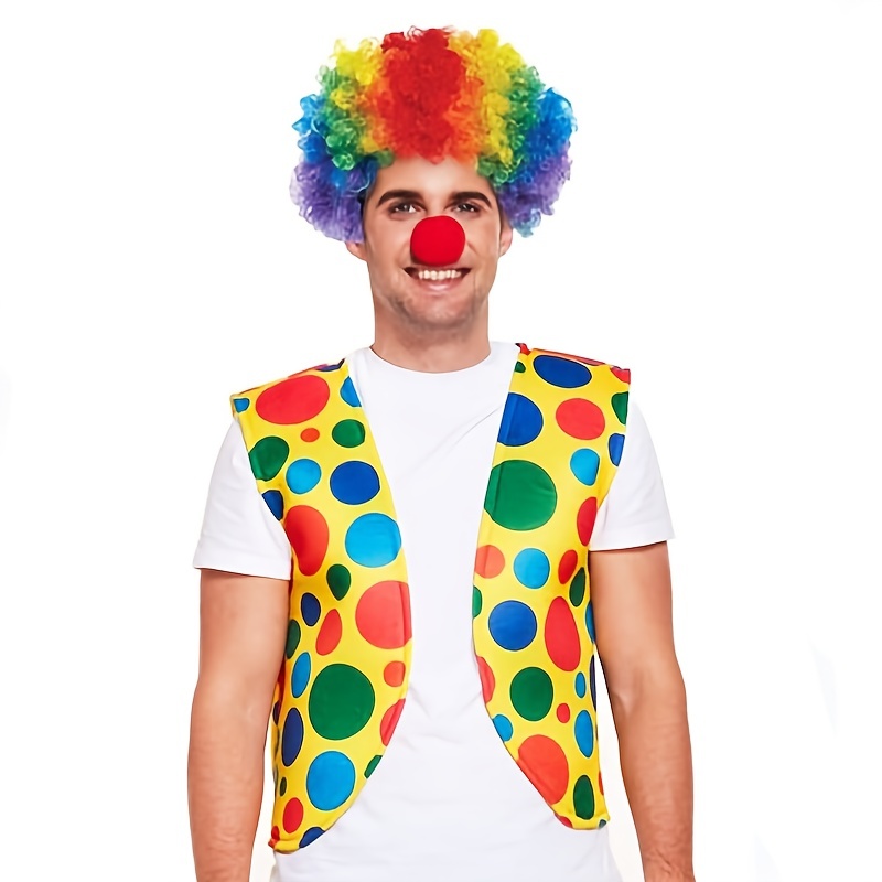 Set Set Costume Clown Gilet Clown Naso Clown Parrucca Clown - Temu