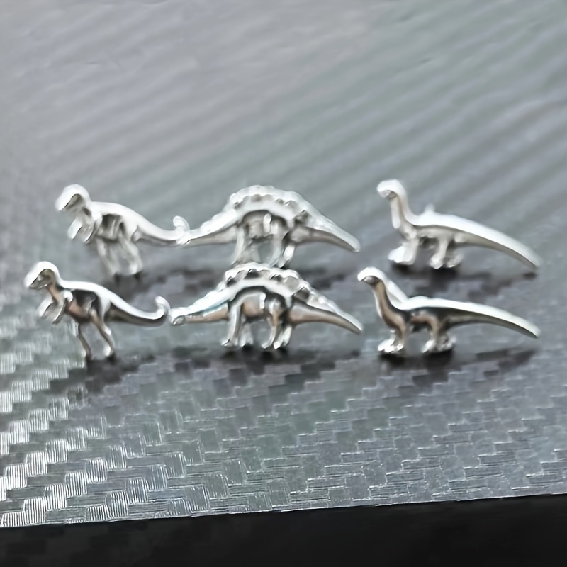 6 Pcs Of Tiny Unique Dinosaur Design Stud Earrings Set Cartilage Earrings Alloy Jewelry Punk Vintage Style Personality Female Ear Decor