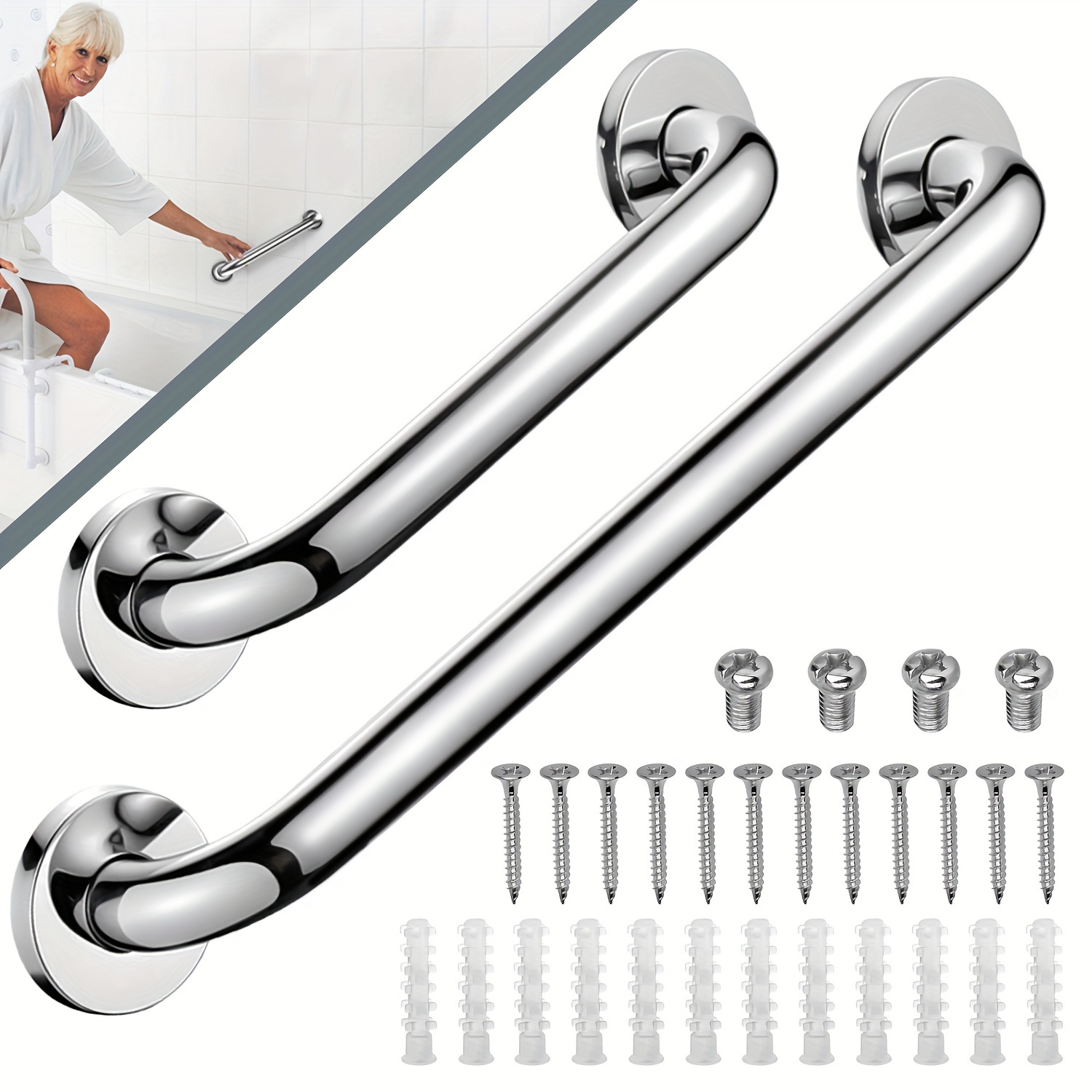 

1pc Stainless Steel Grab Bar Handle, 12/20 Inch For You Choose, Stay Safe In The Bathroom
