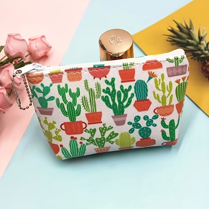 Small Cute Kids Women's Purse Coin Wallet Coin Purse Money Pouch Cactus  Change Pouch Key Holder Bag