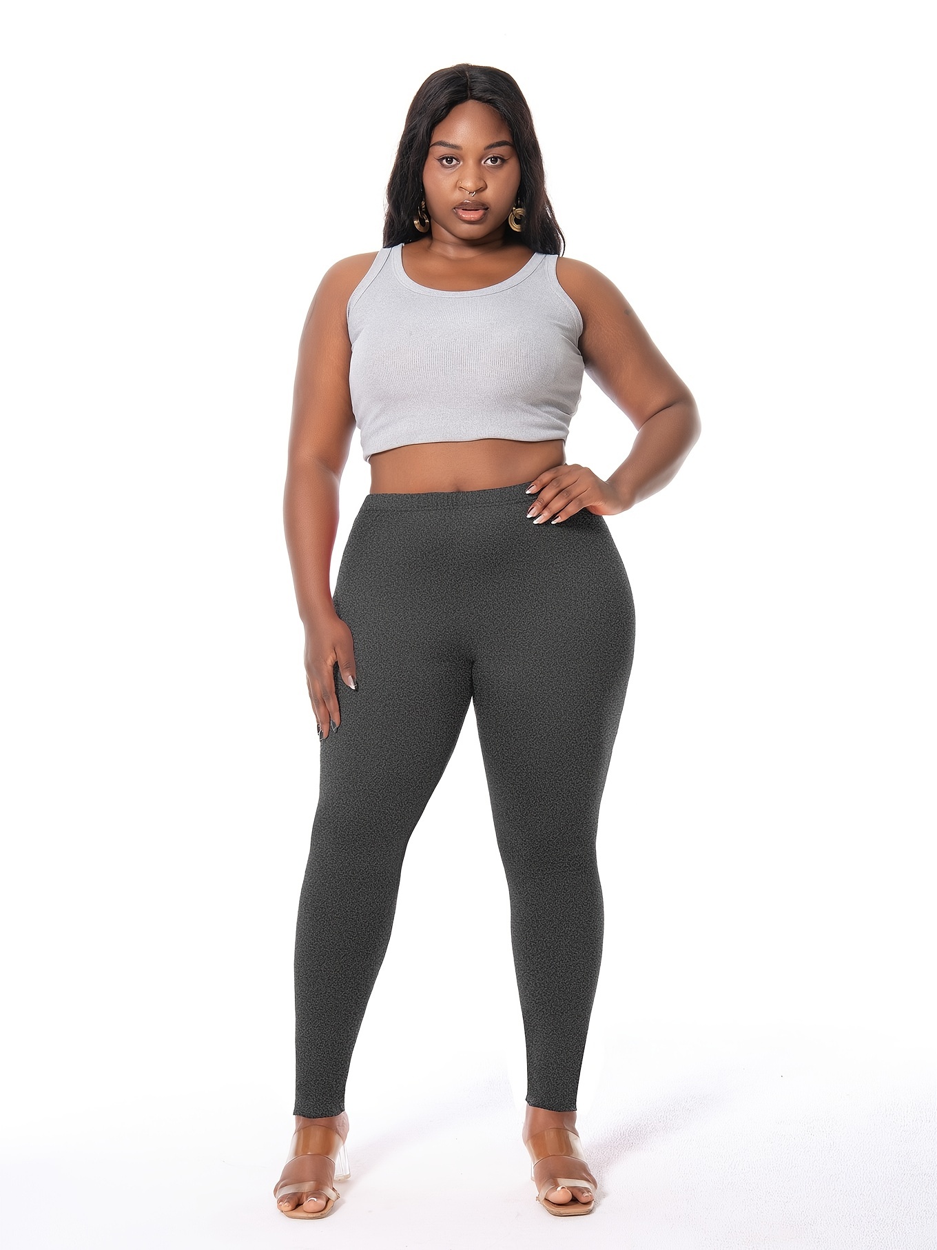 Plus Size Sporty Pants Women's Plus Solid High Waisted - Temu