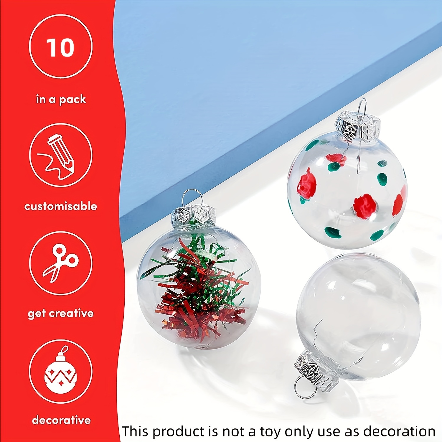 Clear Plastic Fillable Ornament Balls - Perfect for Christmas, Holidays,  Weddings, Parties, and Home Decor