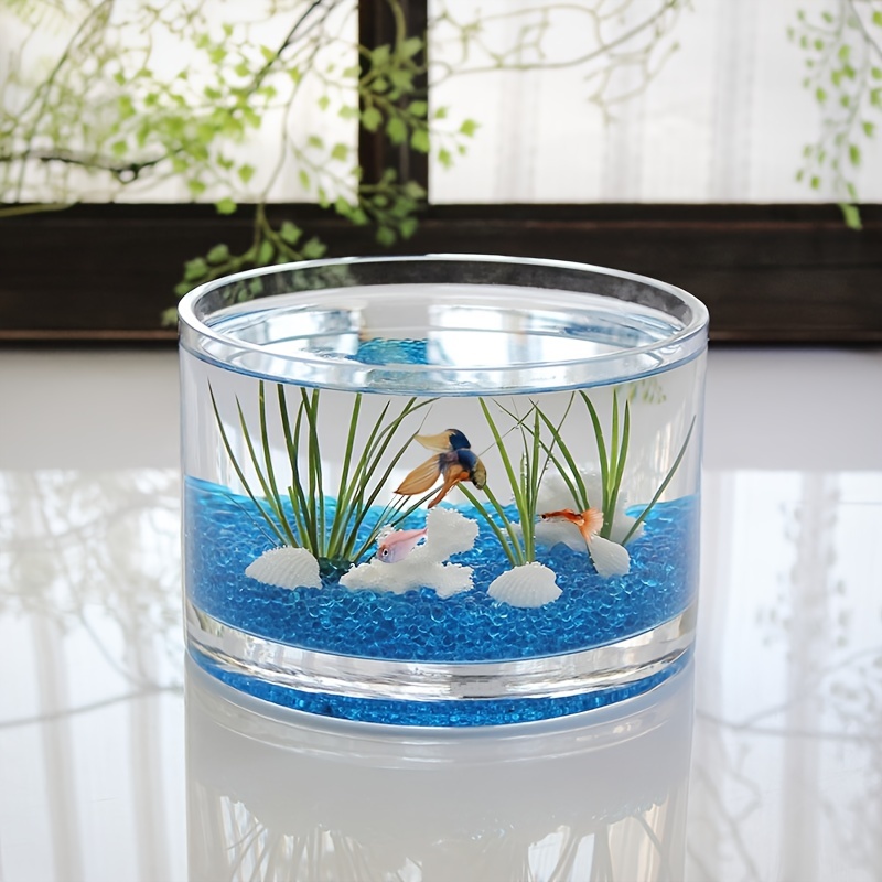 Bring Home A Little Piece Ocean: Mini Cylinder Fish Tank - Temu