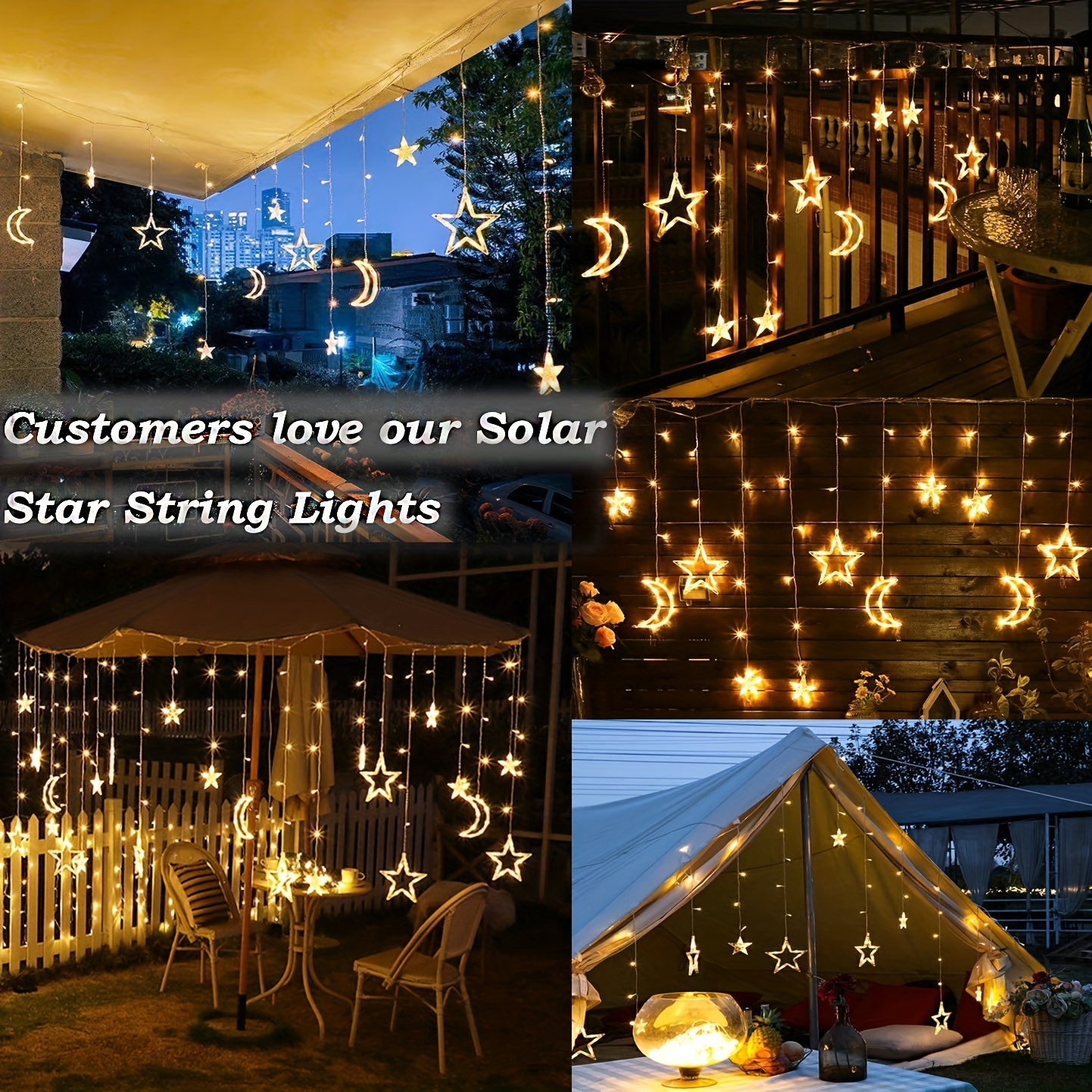 Solar LED Light Outdoor Camping Tent Lights Festoon Lamp Garden Fairy Light  Storable String Christmas Party Wedding Decoration