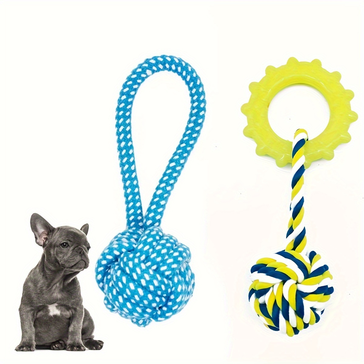 Braided Rope Ball with One Knot Dog Toy