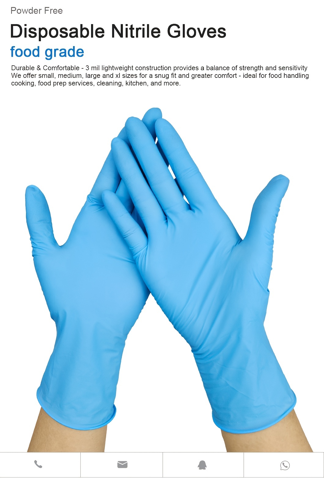 100pcs Disposable Gloves Waterproof Latex Gloves Protective Oil-proof  Baking Gloves for Daily Use (M Size, Blue)