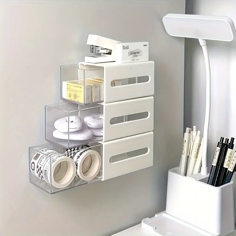1pc Plastic Drawer Type Storage Box, Household Art Crafts Storage Box, Wall  Mounted Storage Rack Organizer