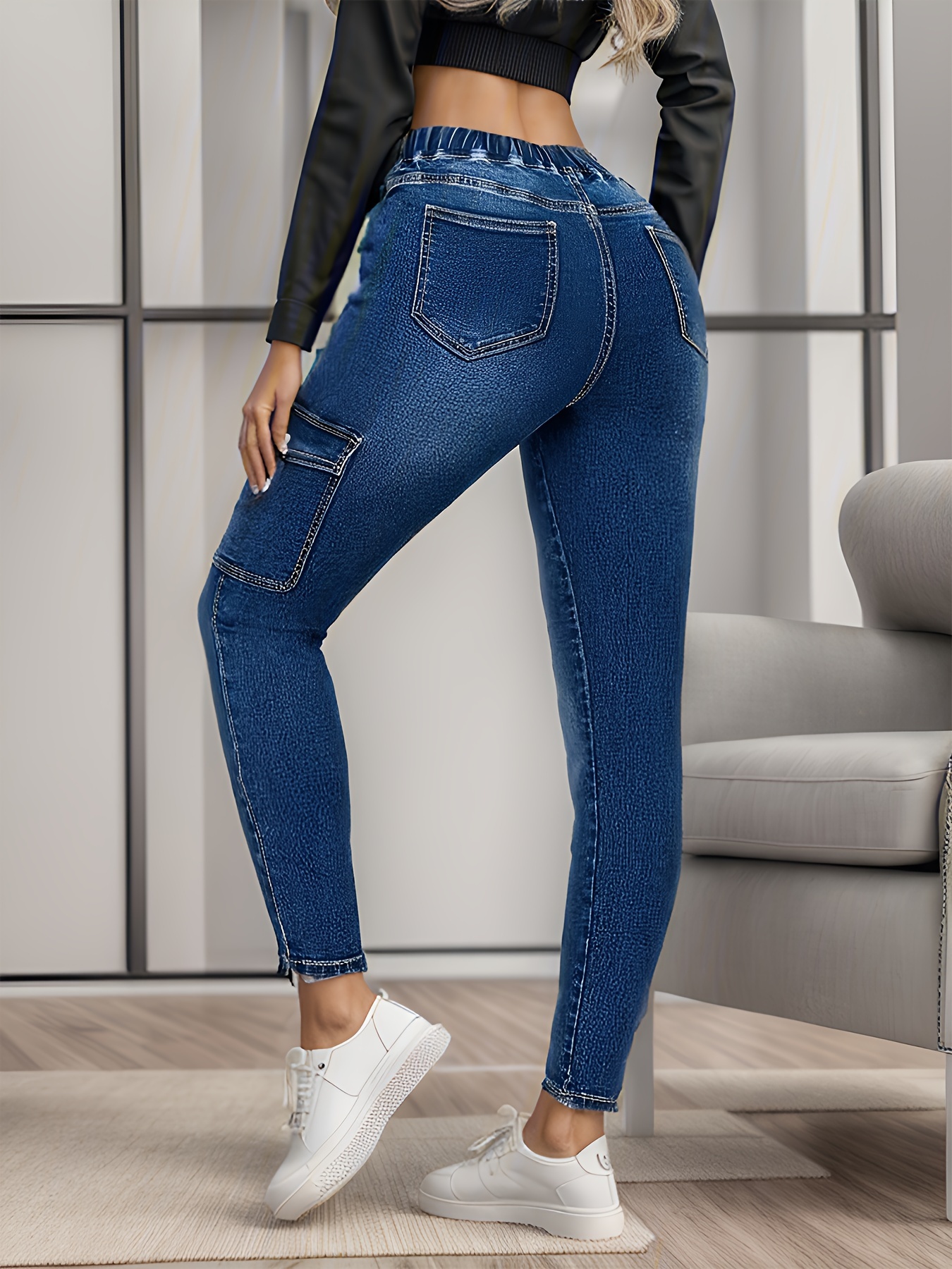 Women's Cargo Jeans, Low-Rise + High-Waisted