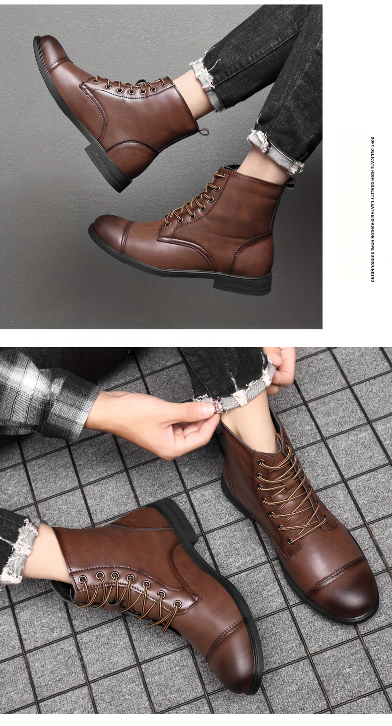 Mens Cap Toe Dress Boots Dress Shoes Boots Casual Walking Shoes High