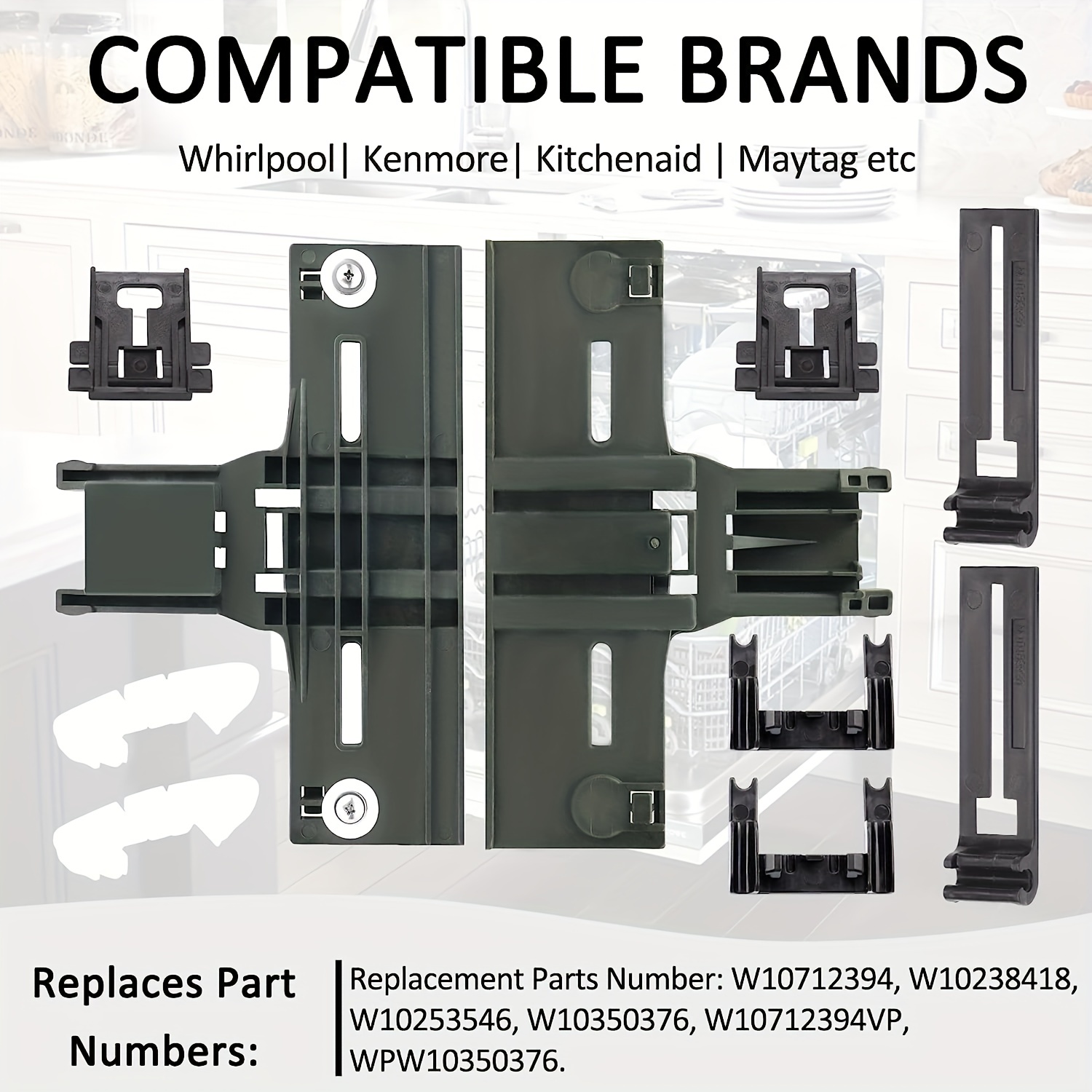 Upgraded W10350376 Dishwasher Top Rack Adjuster Part Repair Kit With  W10195840 & W10195839 & W10250160 & W10508950 Upper Parts Replacement For  Kenmore Kitchenaid Dishwasher - Temu