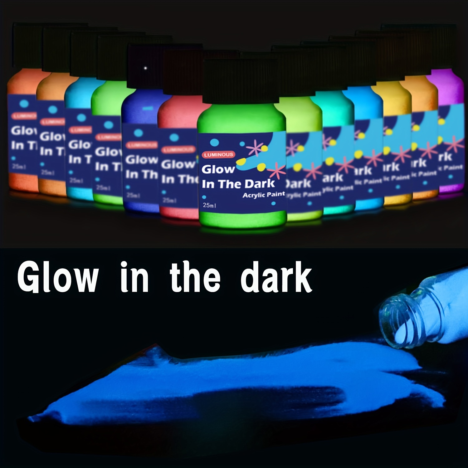 Glow In The Dark Acrylic Fluorescent Paint For Canvas Neon - Temu