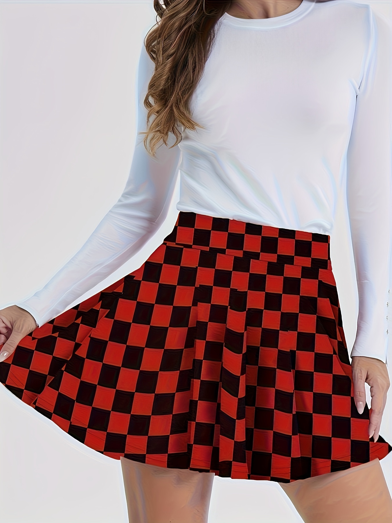 What to wear with a red and black outlet plaid skirt