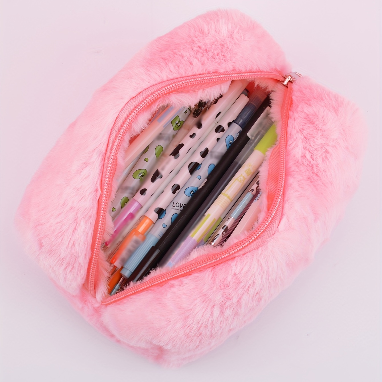 1pc Pink Large Capacity Stationery Pencil Case Kawaii Macaron