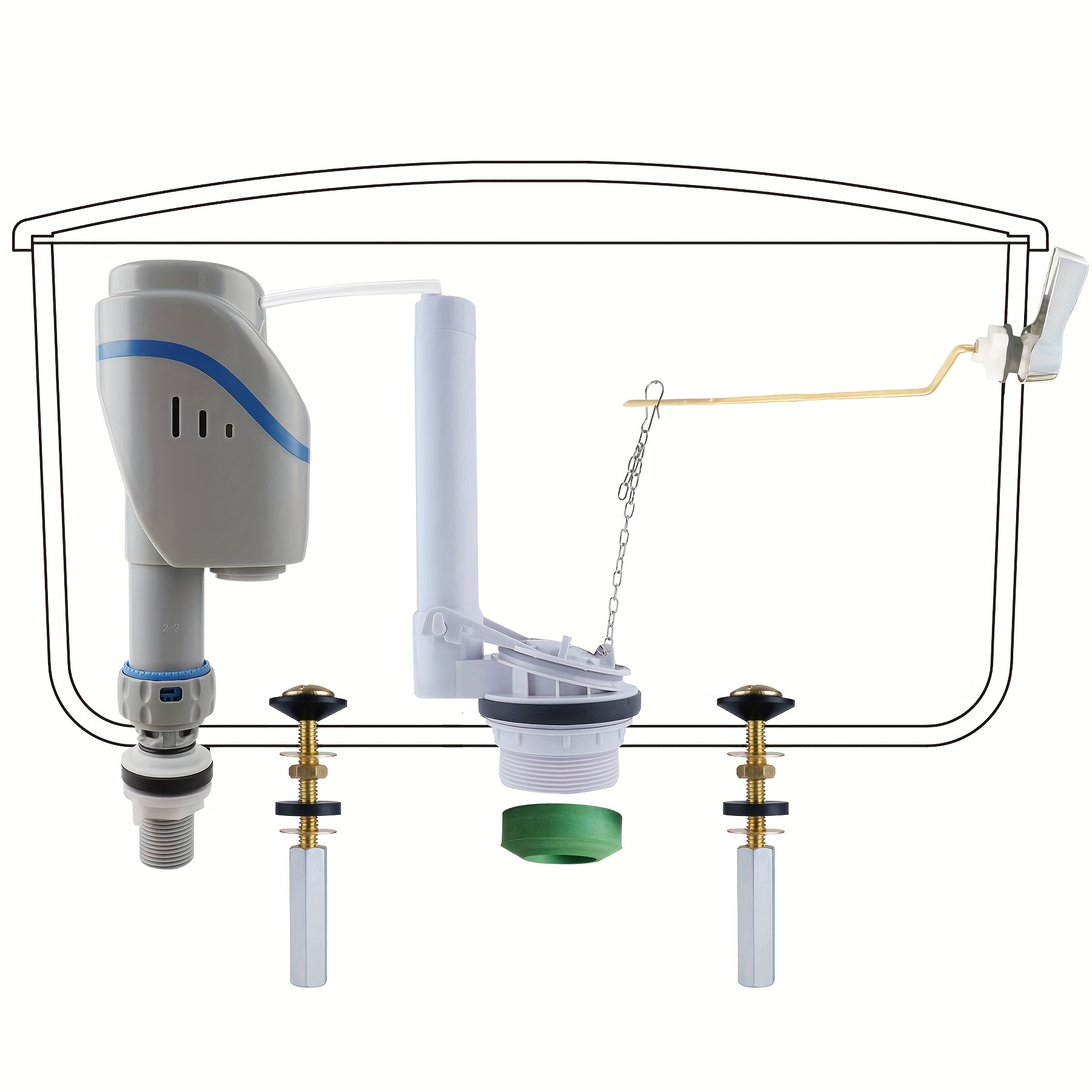 Toilet Repair Kits, For Flush Valve, Adjustable Height Fill Valve